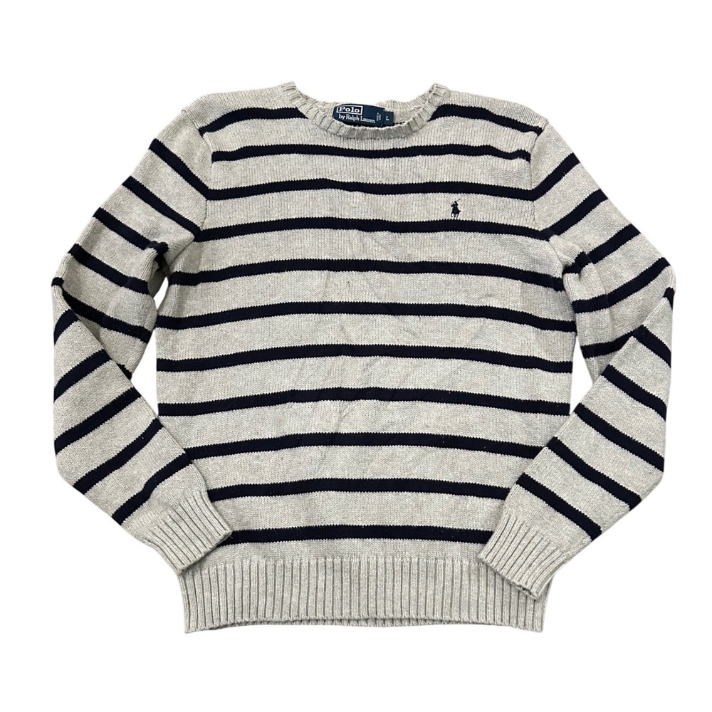 Polo Ralph Lauren Vintage Mens Striped 100% Cotton Sweater Size L